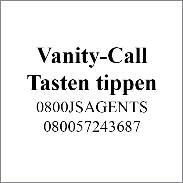 Vanity-Call <br> Tasten tippen <br> 0800JSAGENTS <br>080057243687